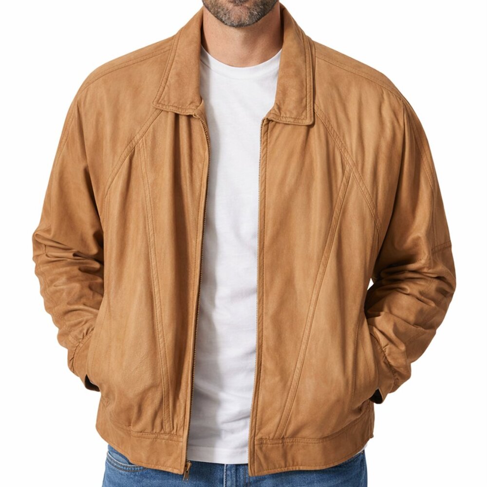 Mens soft leather jacket size 40, light brown.